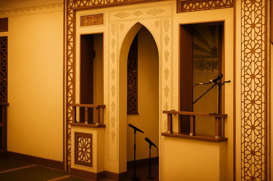 Interior prayer hall at Malden Islamic Center near Boston