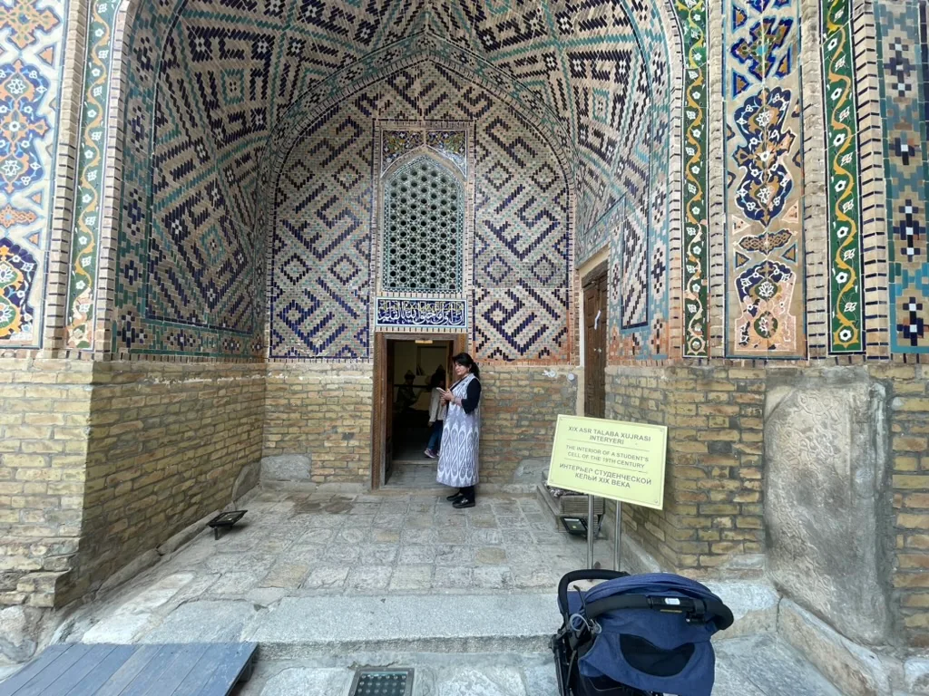 Exterior of a student cell at Sherdar Madrasah