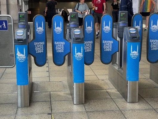 Islamic Relief sign at Whitechapel Station