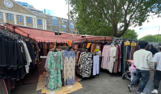 Modest fashion garments on Whitechapel Road