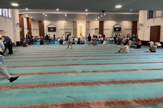 Large prayer hall at East London Mosque