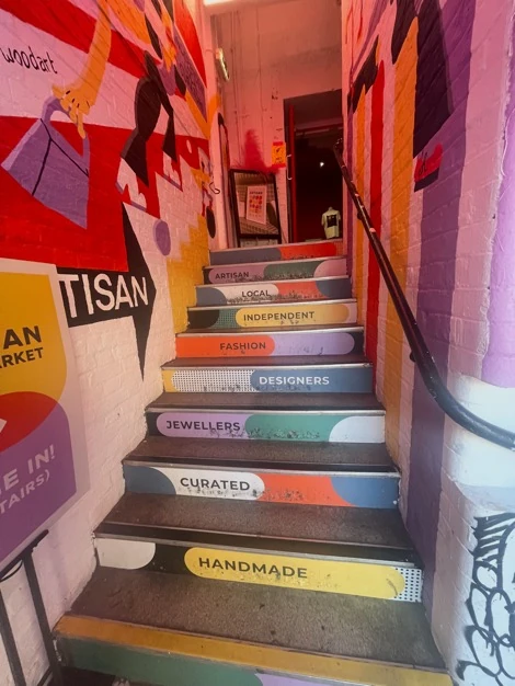 Artisan Market up decorated stairs
