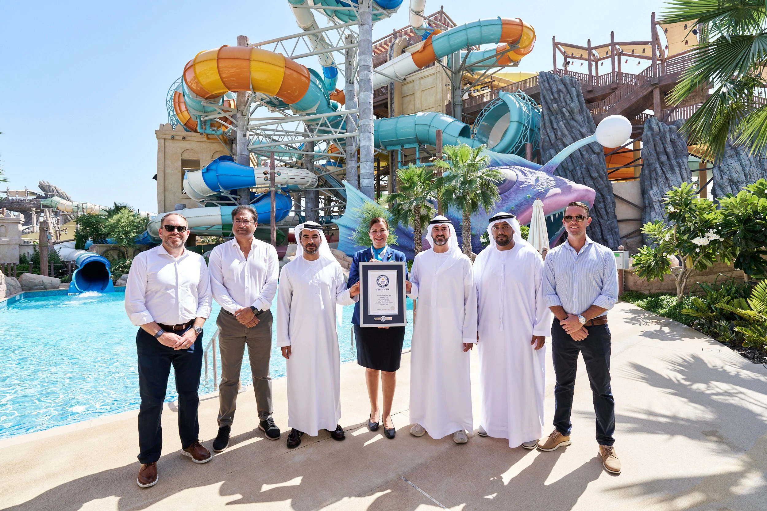 Yas Waterworld Yas Island, Abu Dhabi Breaks a Guinness World Records™ Title for Most Waterslides in a Waterpark press image