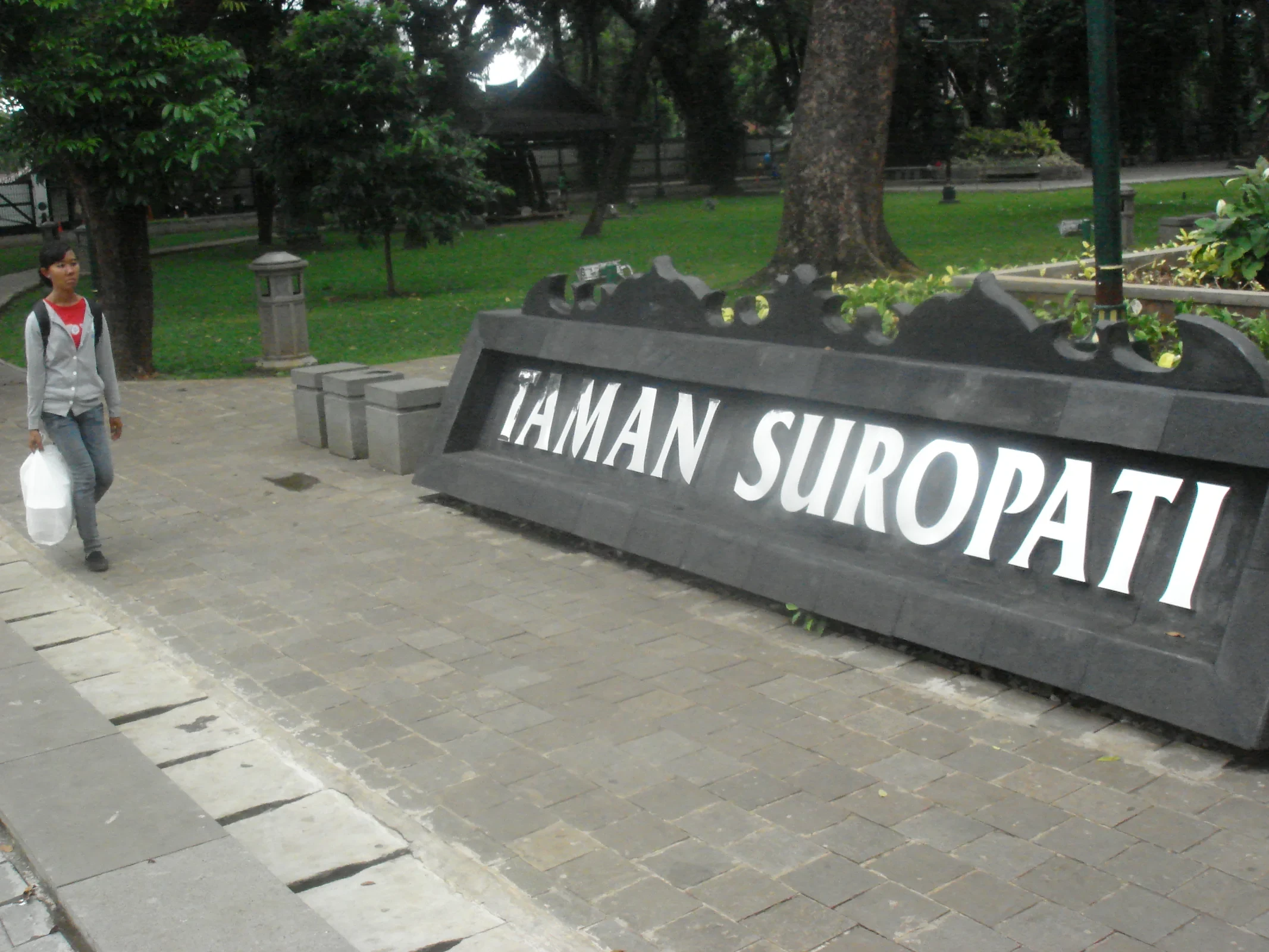 Taman Suropati with trees and paths in Menteng