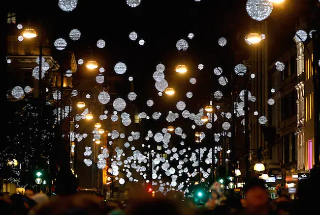 On Oxford Street, London, the lights have been switched on