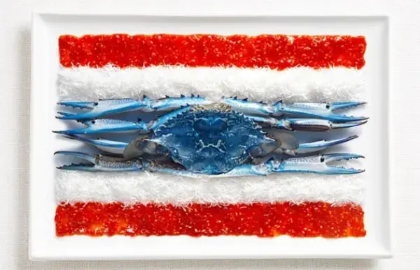 National flags made from each country's traditional foods