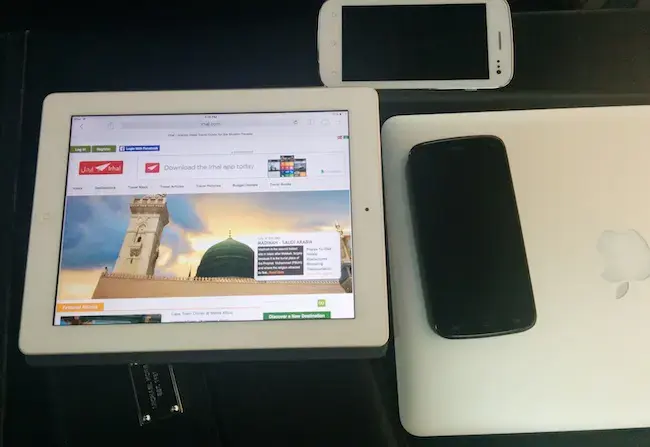 Charge phones and laptops before boarding
