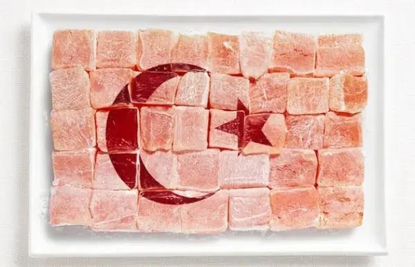 National flags made from each country's traditional foods