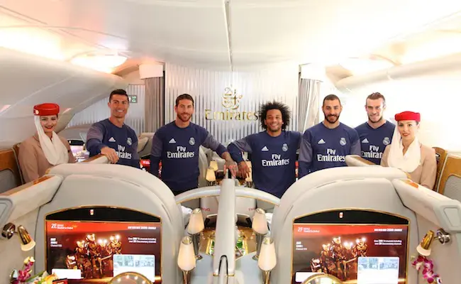 Real Madrid decal painted on Emirates A380