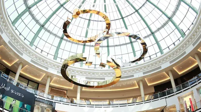Tiffany bracelets on ceiling of Dubai's Mall of the Emirates