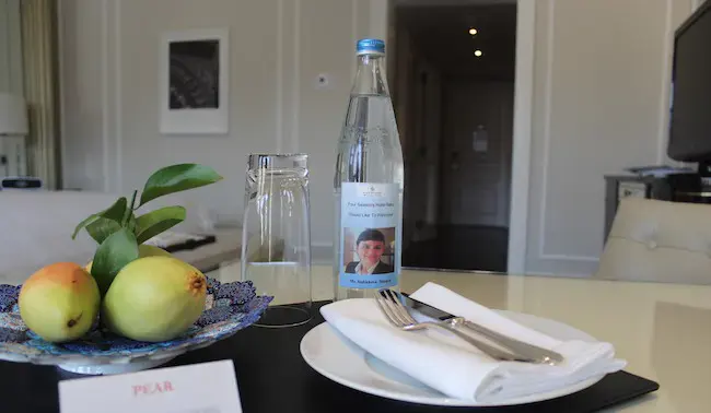 Personalized water bottles at Four Seasons Baku