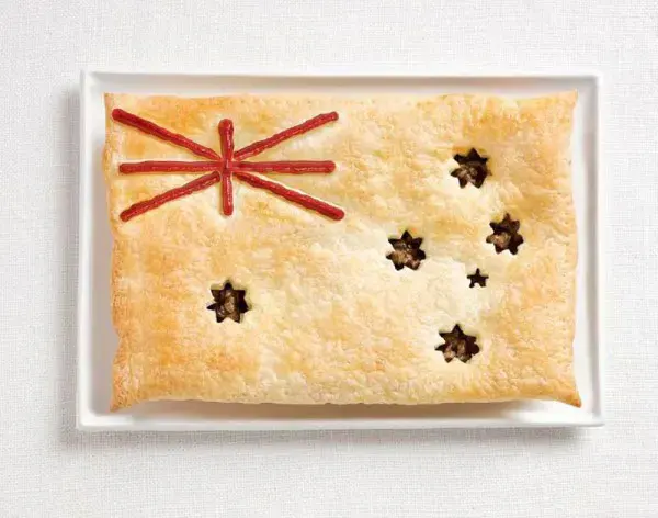 National flags made from each country's traditional foods