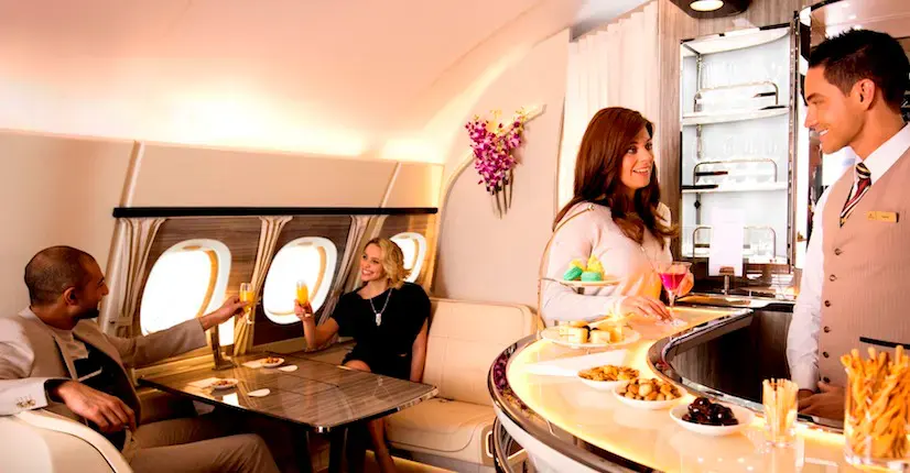 Emirates A380 Onboard Lounge on display at ATM