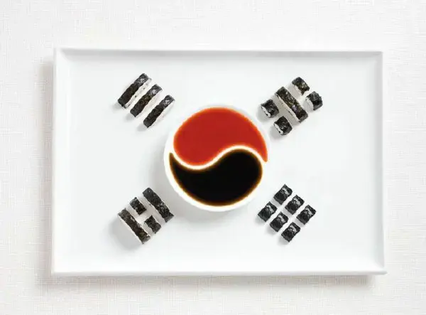 National flags made from each country's traditional foods