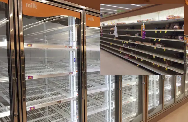 Empty shelves and canceled flights in New York and Boston