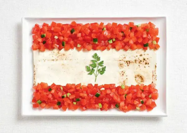 National flags made from each country's traditional foods
