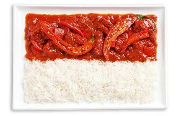 National flags made from each country's traditional foods