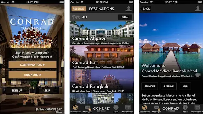 Conrad Concierge App for tech savvy travelers