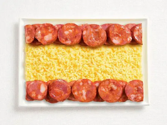 National flags made from each country's traditional foods