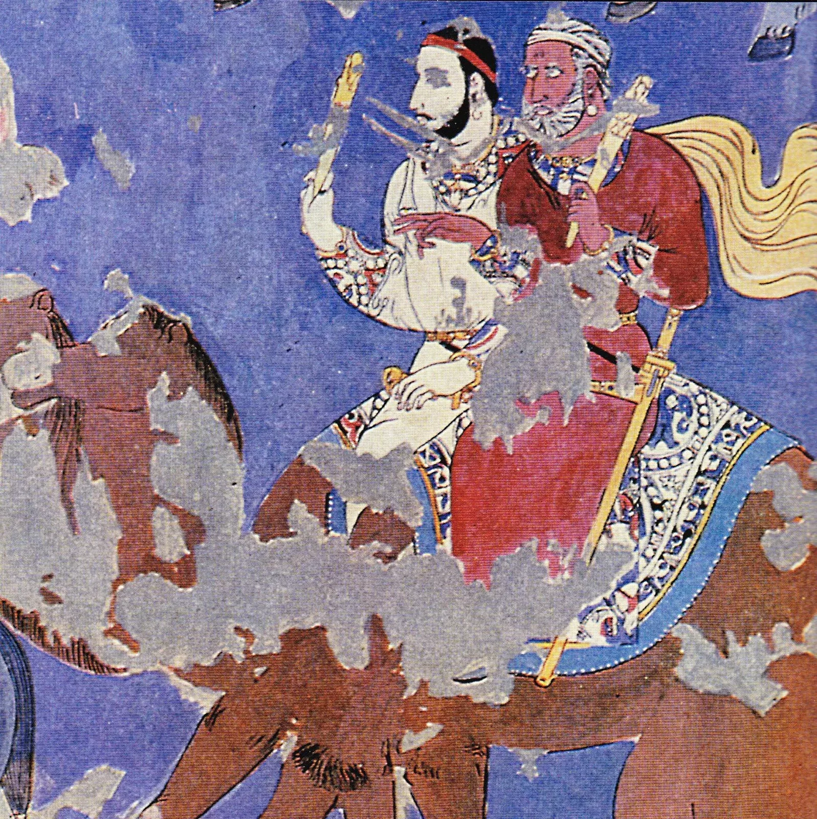 Detail from the seventh-century Ambassadors’ Painting at Afrasiab Museum.